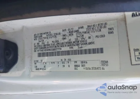 2012 Ford Econoline Commercial z USA, uszkodzony, nr VIN 1FTNE1EW9CDB07779